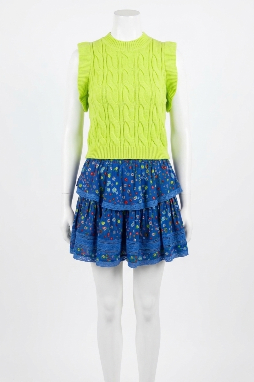 NEW KARLIE summer fruit tier skirt in blue